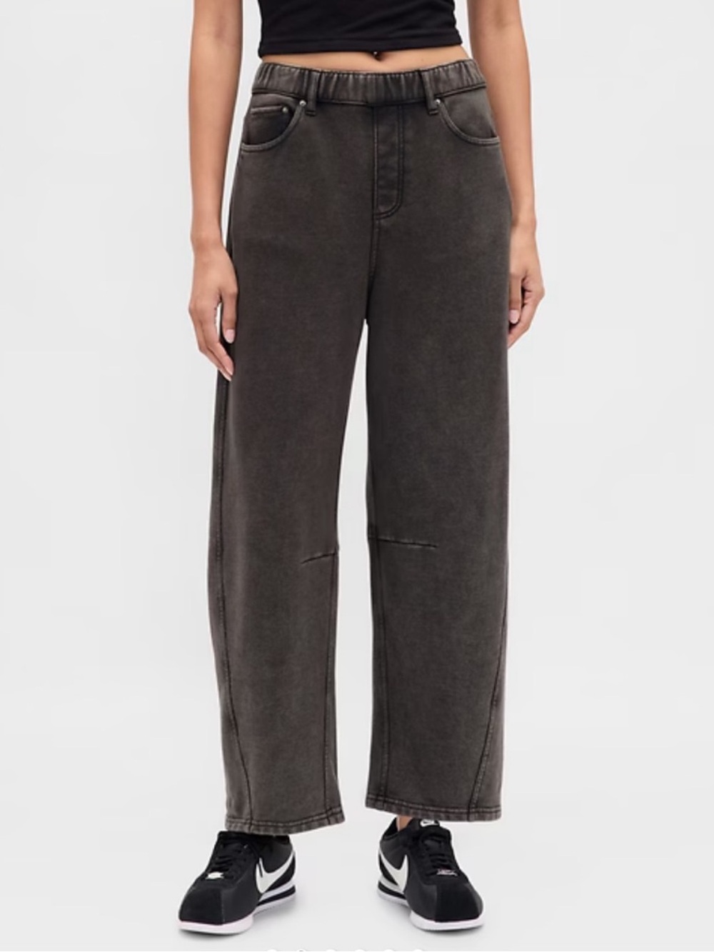 GAP Heavyweight French Terry Barrel Sweatpants Washed Black XL Women’s Comfy